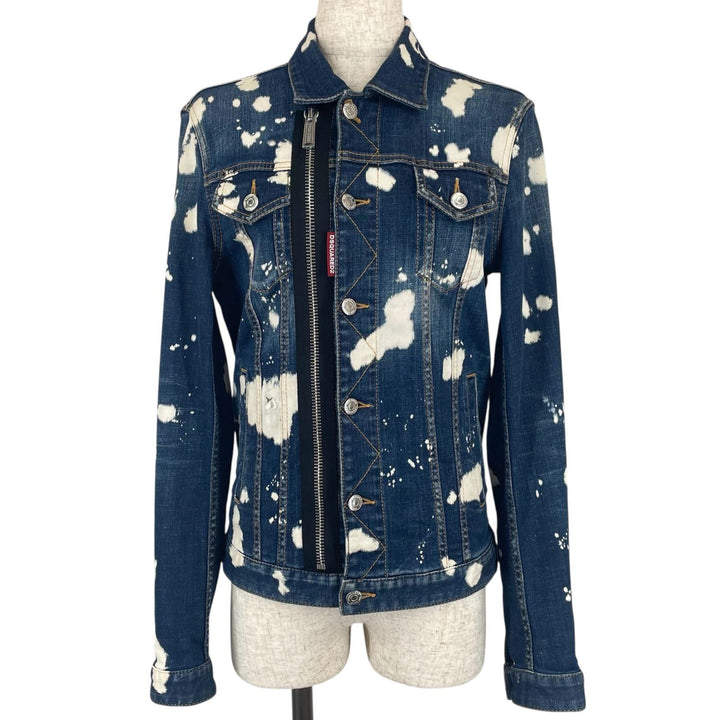 美品▲DSQUARED2 ディースクエアード 21AW VO015770 スプラッシュペイント デニムジャケット インディゴブルー 36 伊製 正規品 レディース