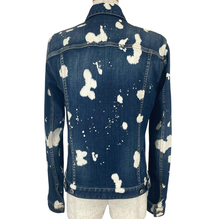 美品▲DSQUARED2 ディースクエアード 21AW VO015770 スプラッシュペイント デニムジャケット インディゴブルー 36 伊製 正規品 レディース
