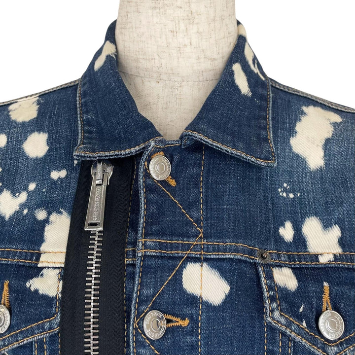 美品▲DSQUARED2 ディースクエアード 21AW VO015770 スプラッシュペイント デニムジャケット インディゴブルー 36 伊製 正規品 レディース