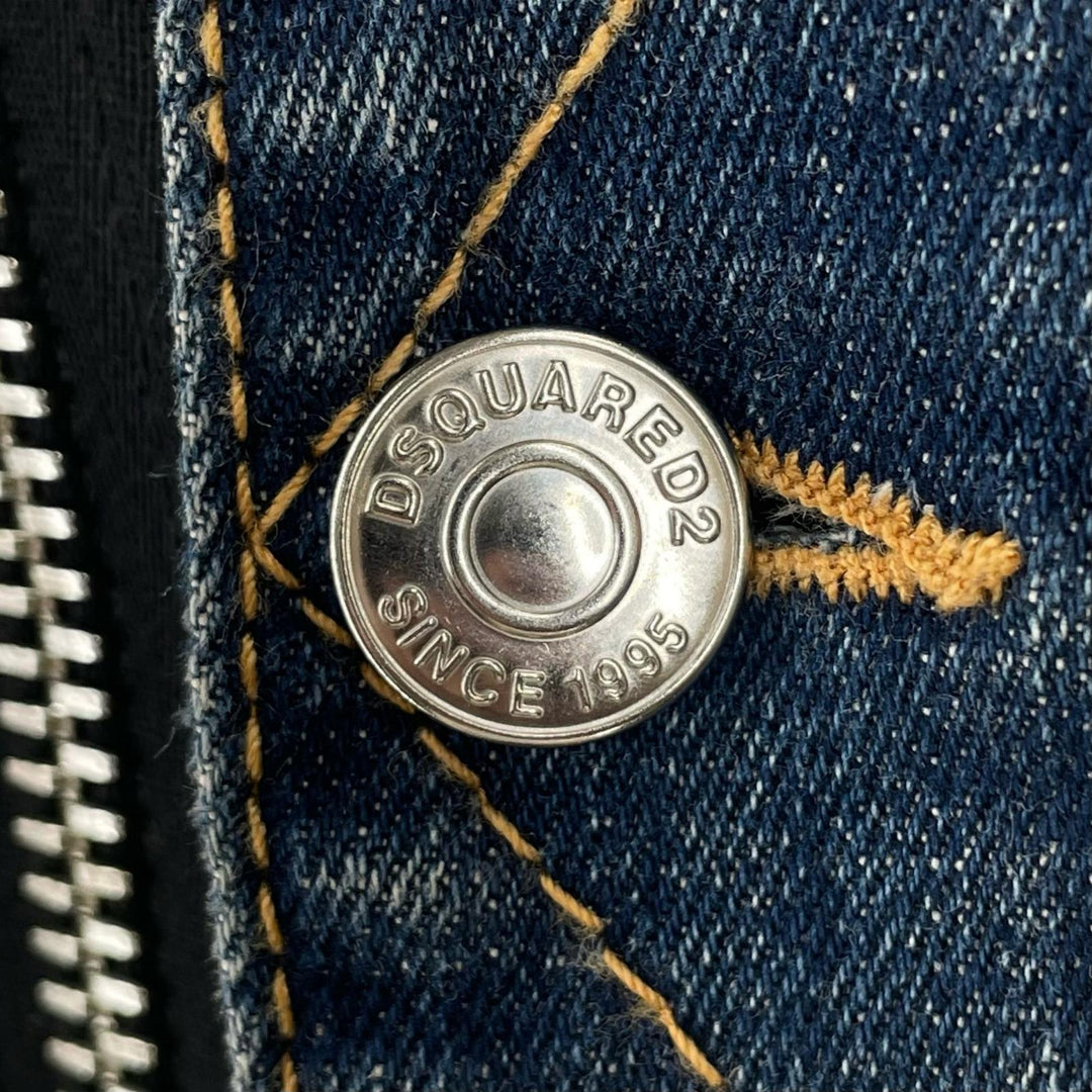 美品▲DSQUARED2 ディースクエアード 21AW VO015770 スプラッシュペイント デニムジャケット インディゴブルー 36 伊製 正規品 レディース