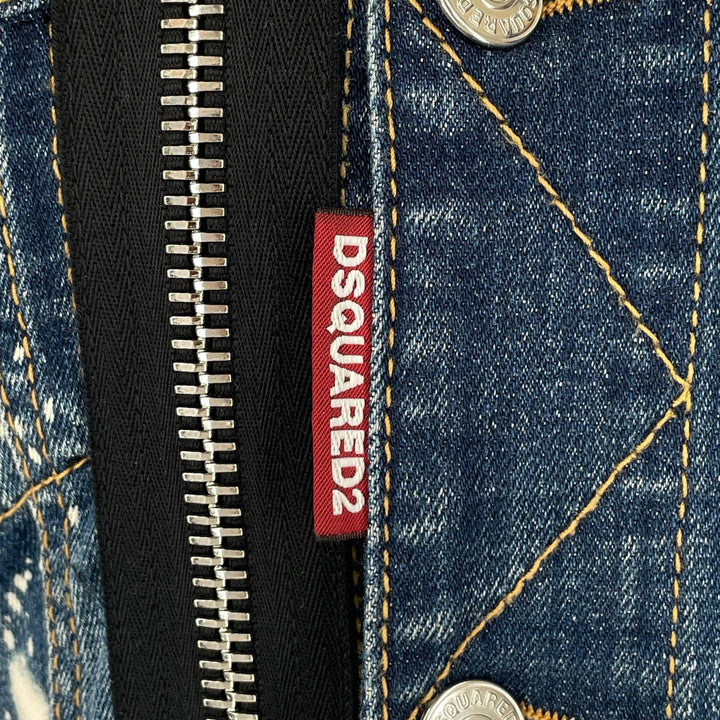 美品▲DSQUARED2 ディースクエアード 21AW VO015770 スプラッシュペイント デニムジャケット インディゴブルー 36 伊製 正規品 レディース