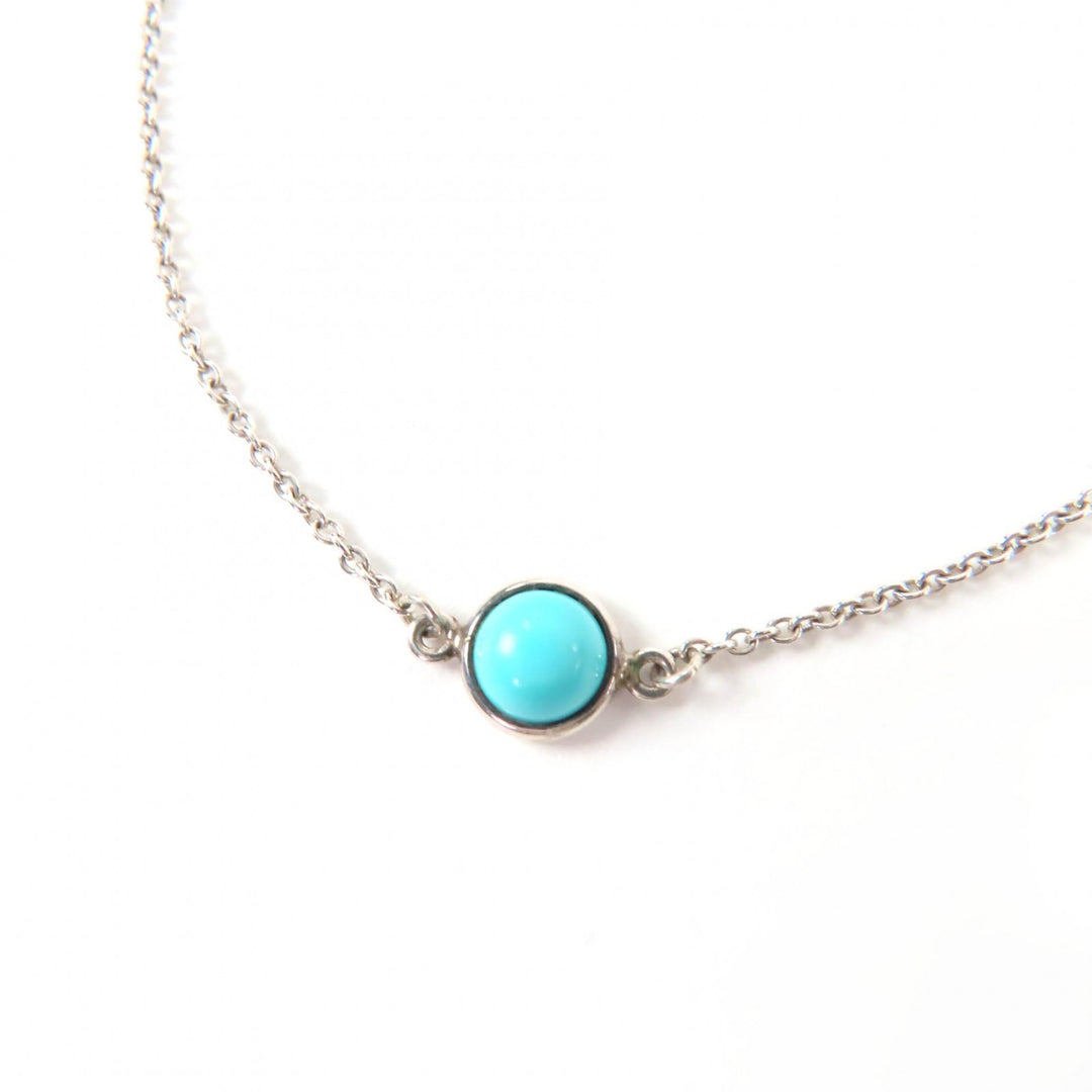 美品☆TIFFANY&amp;Co. ティファニー カラー バイザヤード 925 ターコイズ 19cm ブレスレット シルバー ブルー 保存袋付 重量1.1g レディース