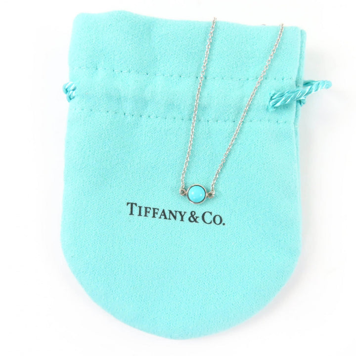 美品☆TIFFANY&amp;Co. ティファニー カラー バイザヤード 925 ターコイズ 19cm ブレスレット シルバー ブルー 保存袋付 重量1.1g レディース
