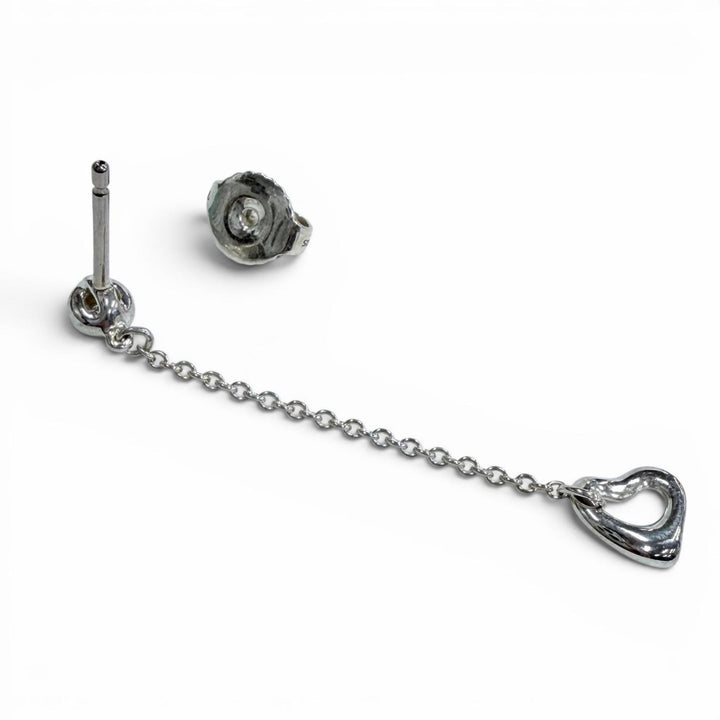 極美品▲TIFFANY&amp;Co. ティファニー バイザヤード AG925 ダイヤモンド オープンハート ドロップ ピアス シルバー 重量1.6g レディース
