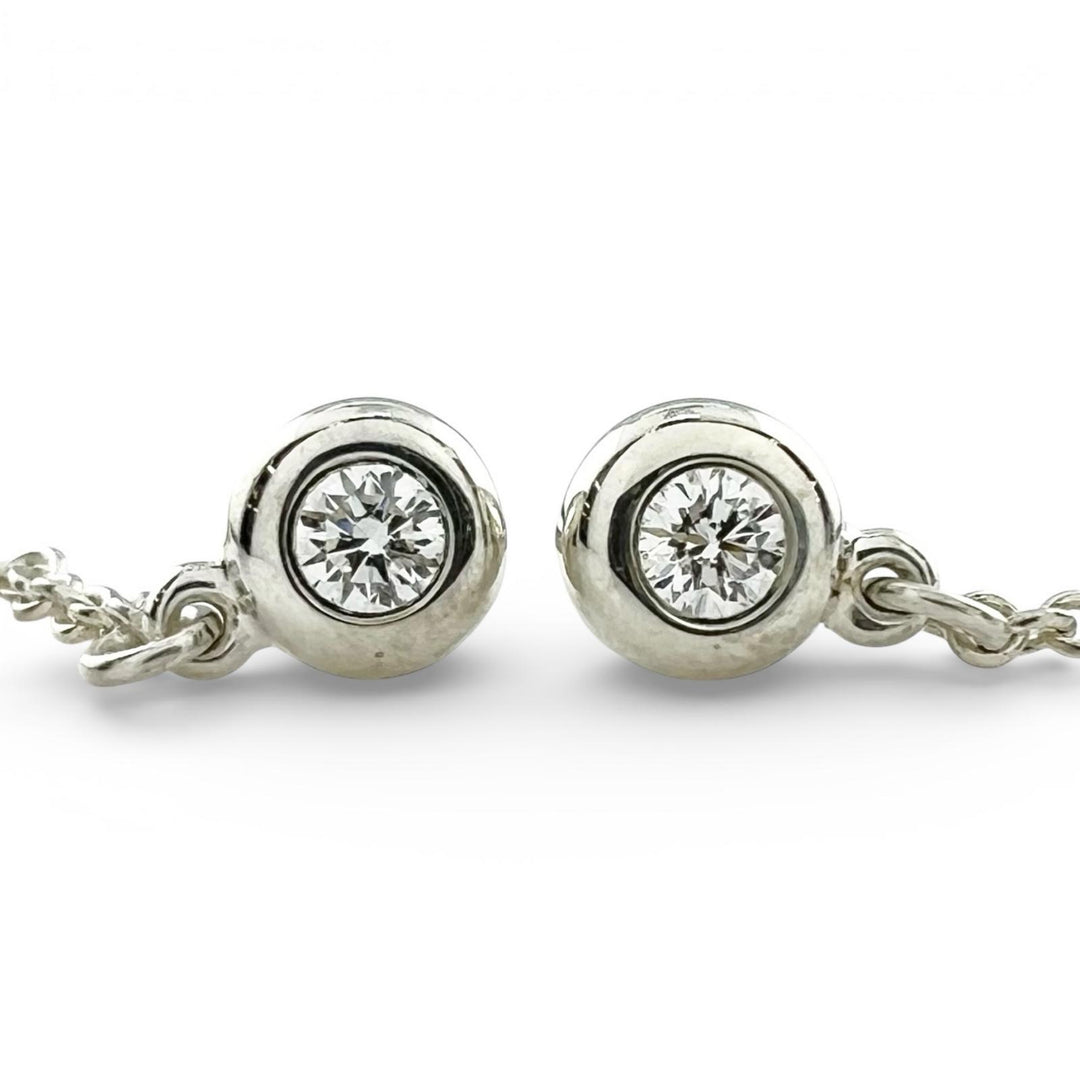 極美品▲TIFFANY&amp;Co. ティファニー バイザヤード AG925 ダイヤモンド オープンハート ドロップ ピアス シルバー 重量1.6g レディース