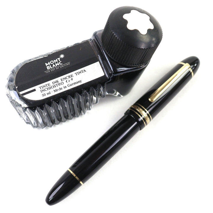 良品△MONTBLANC モンブラン マイスターシュテュック 149 ペン先14K Fニブ ホワイトスター 万年筆 ブラック ゴールド 西ドイツ製 メンズ