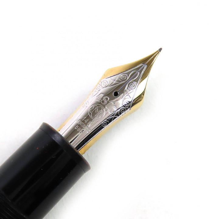 良品△MONTBLANC モンブラン マイスターシュテュック 149 ペン先14K Fニブ ホワイトスター 万年筆 ブラック ゴールド 西ドイツ製 メンズ