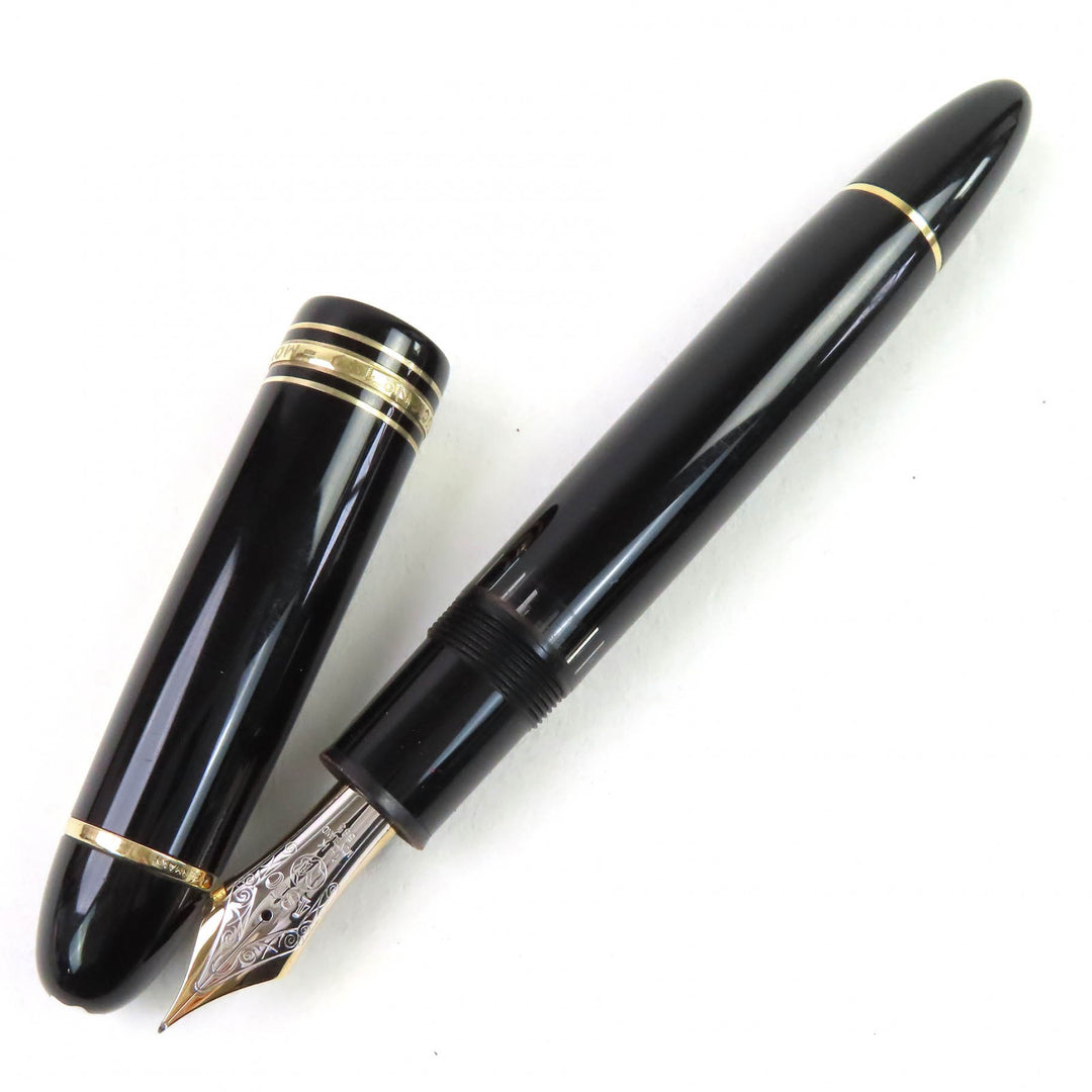 良品△MONTBLANC モンブラン マイスターシュテュック 149 ペン先14K Fニブ ホワイトスター 万年筆 ブラック ゴールド 西ドイツ製 メンズ