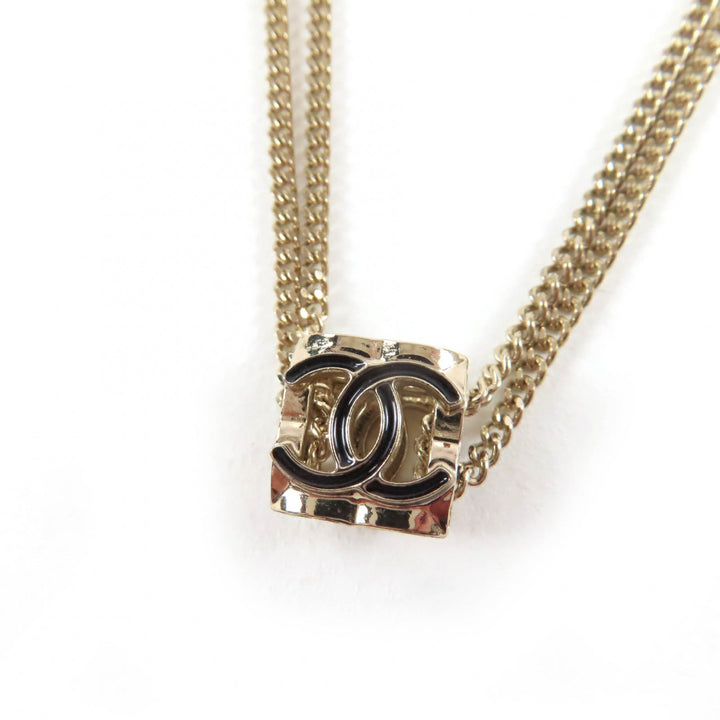 極美品☆CHANEL シャネル A22K ココマーク キューブ ネックレス ペンダント アクセサリー ゴールド イタリア製 重量15g レディース