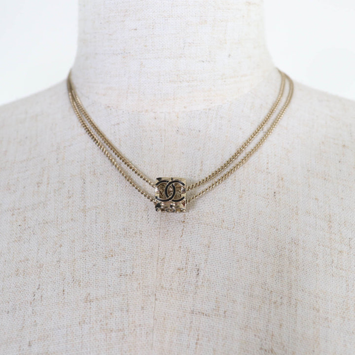 極美品☆CHANEL シャネル A22K ココマーク キューブ ネックレス ペンダント アクセサリー ゴールド イタリア製 重量15g レディース