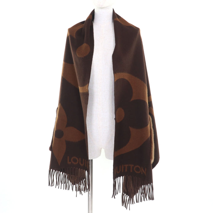 極美品◇LOUIS VUITTON ルイヴィトン M77387 マフラー･ジ アルティメット ファー カシミヤ モノグラム・ジャイアント 正規 定価387200円