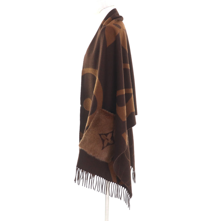 極美品◇LOUIS VUITTON ルイヴィトン M77387 マフラー･ジ アルティメット ファー カシミヤ モノグラム・ジャイアント 正規 定価387200円