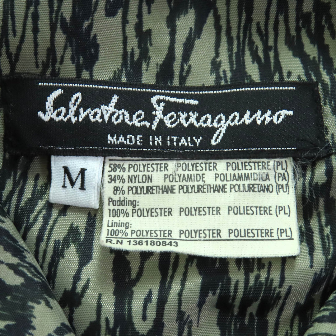 美品◇Salvatore Ferragamo サルヴァトーレフェラガモ 裏地総柄 ロゴボタン付き キルティング ジャケット ブラック M イタリア製 正規品