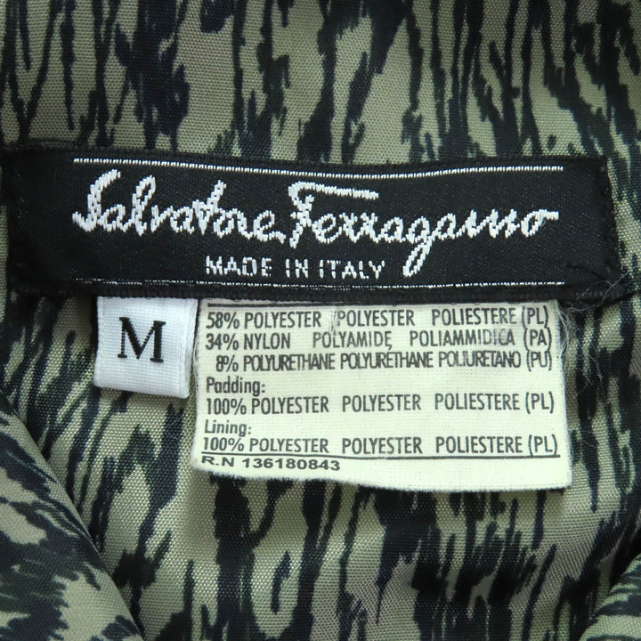 美品◇Salvatore Ferragamo サルヴァトーレフェラガモ 裏地総柄 ロゴボタン付き キルティング ジャケット ブラック M イタリア製 正規品