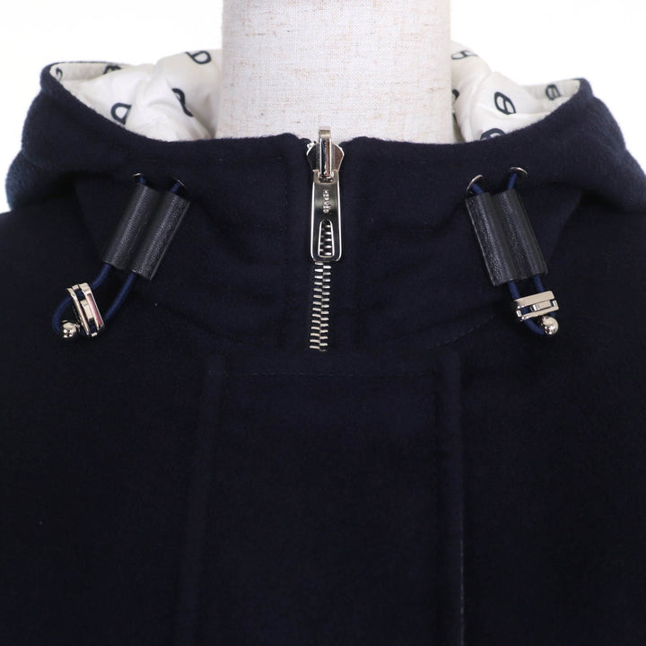美品☆HERMES エルメス 2023年製 3E0123DA カシミヤ100％ シェーヌダンクル 中綿入り リバーシブル ジャケット ネイビー 34　正規品