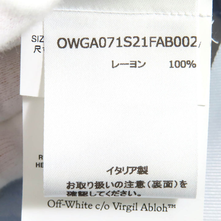 未使用品△OFF-WHITE オフホワイト OWGA071S21FAB002 ストライプ フラワーデザイン ボウリングシャツ 半袖シャツ 40 正規品 定価95700円