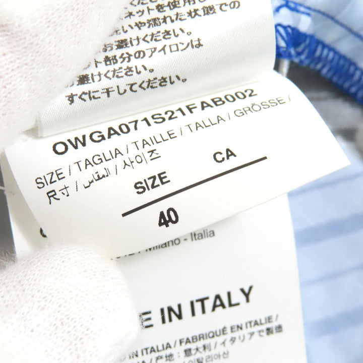 未使用品△OFF-WHITE オフホワイト OWGA071S21FAB002 ストライプ フラワーデザイン ボウリングシャツ 半袖シャツ 40 正規品 定価95700円