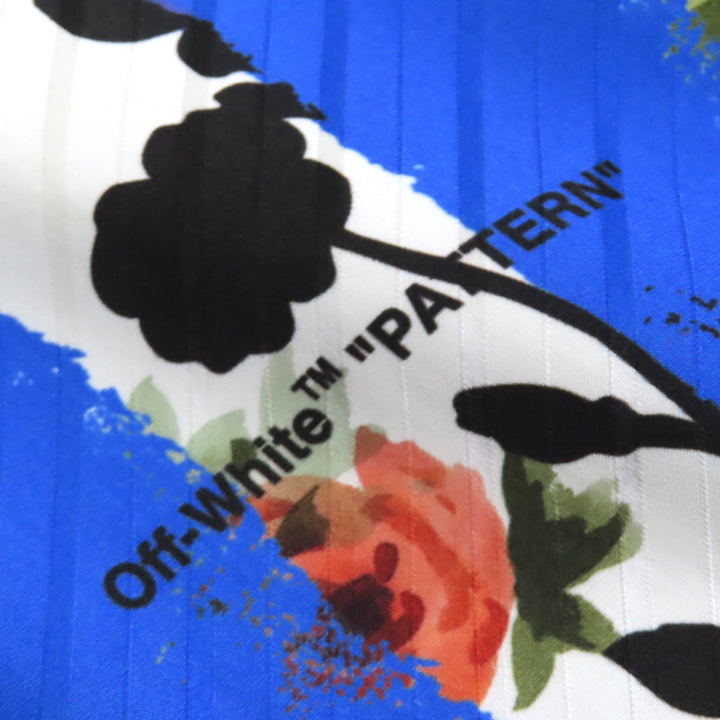 未使用品△OFF-WHITE オフホワイト OWGA071S21FAB002 ストライプ フラワーデザイン ボウリングシャツ 半袖シャツ 40 正規品 定価95700円