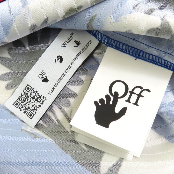 未使用品△OFF-WHITE オフホワイト OWGA071S21FAB002 ストライプ フラワーデザイン ボウリングシャツ 半袖シャツ 40 正規品 定価95700円