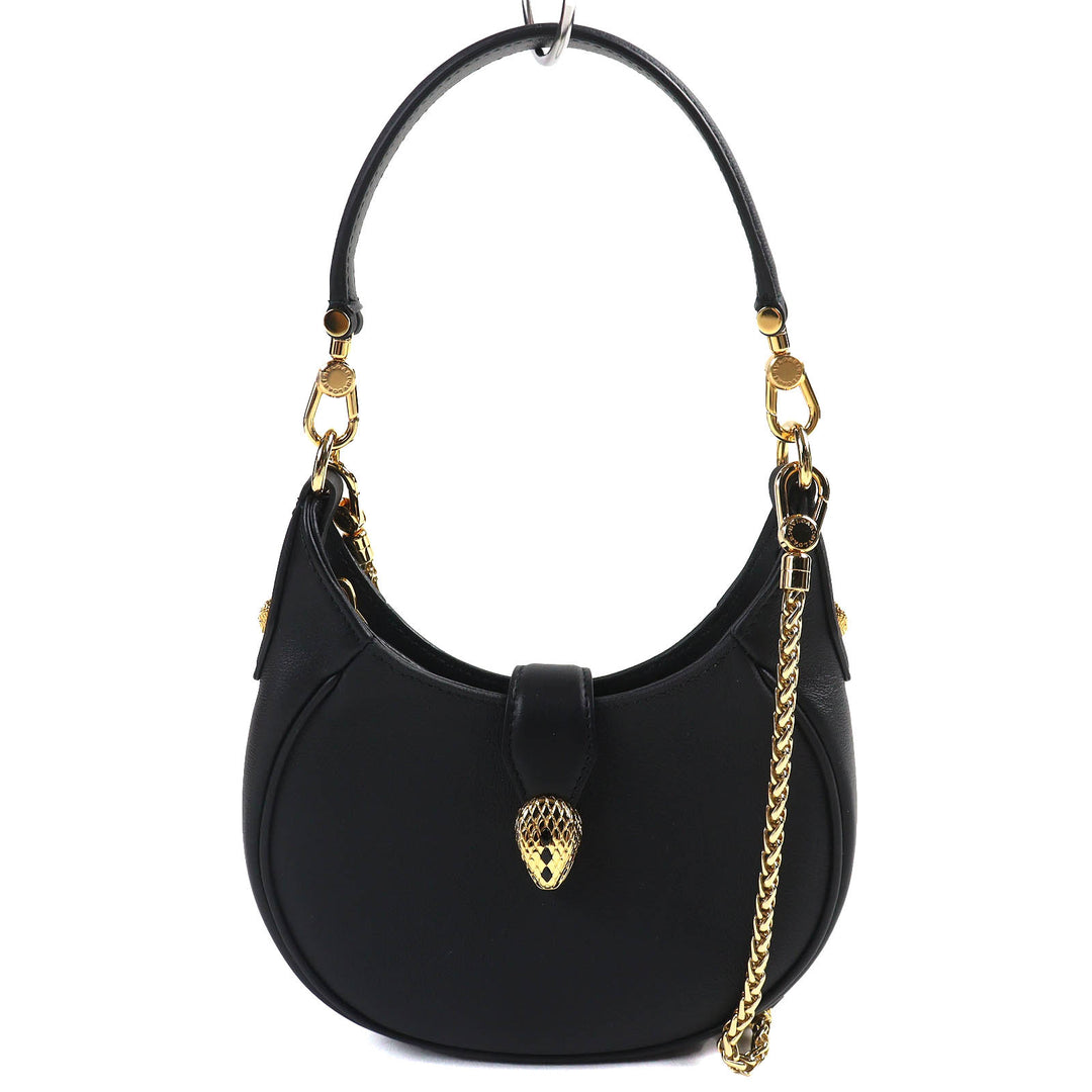 未使用品△BVLGARI ブルガリ 292051 セルペンティ エリプス スモール 2WAY レザー ハンドバック チェーン ショルダーバッグ ブラック