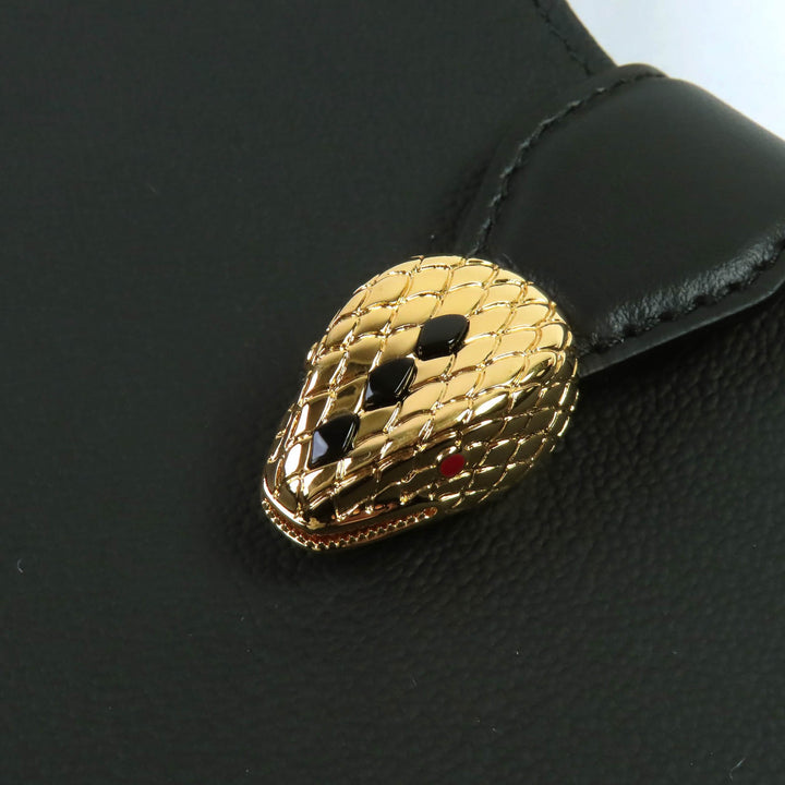未使用品△BVLGARI ブルガリ 292051 セルペンティ エリプス スモール 2WAY レザー ハンドバック チェーン ショルダーバッグ ブラック