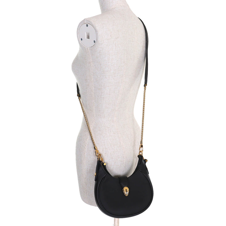 未使用品△BVLGARI ブルガリ 292051 セルペンティ エリプス スモール 2WAY レザー ハンドバック チェーン ショルダーバッグ ブラック