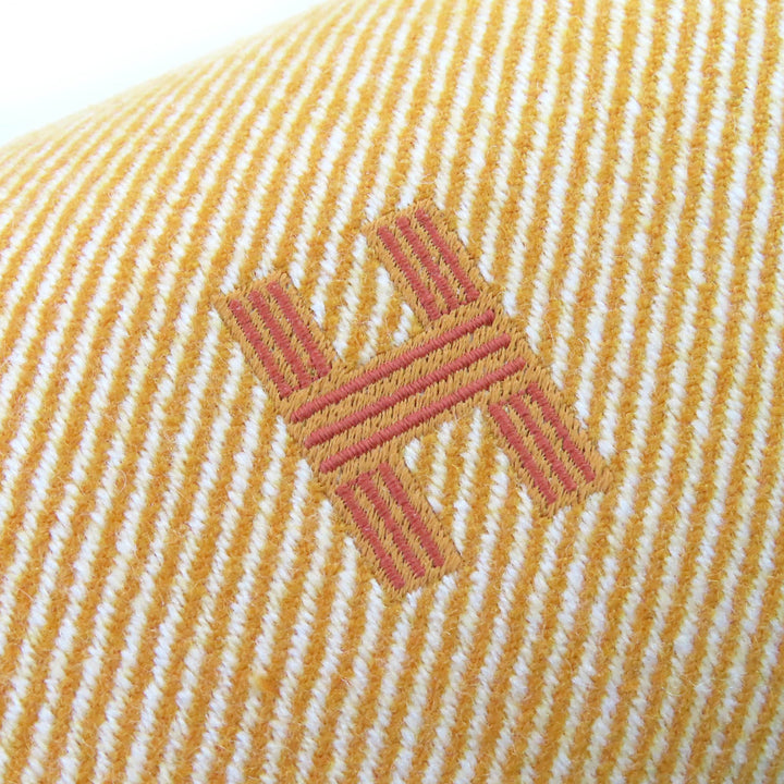 未使用品△HERMES エルメス ブリッド ア ブラック PM オ・カレ ウール100％ フォーブ オレンジ シルバー金具 Hロゴ ハンドバック ポーチ