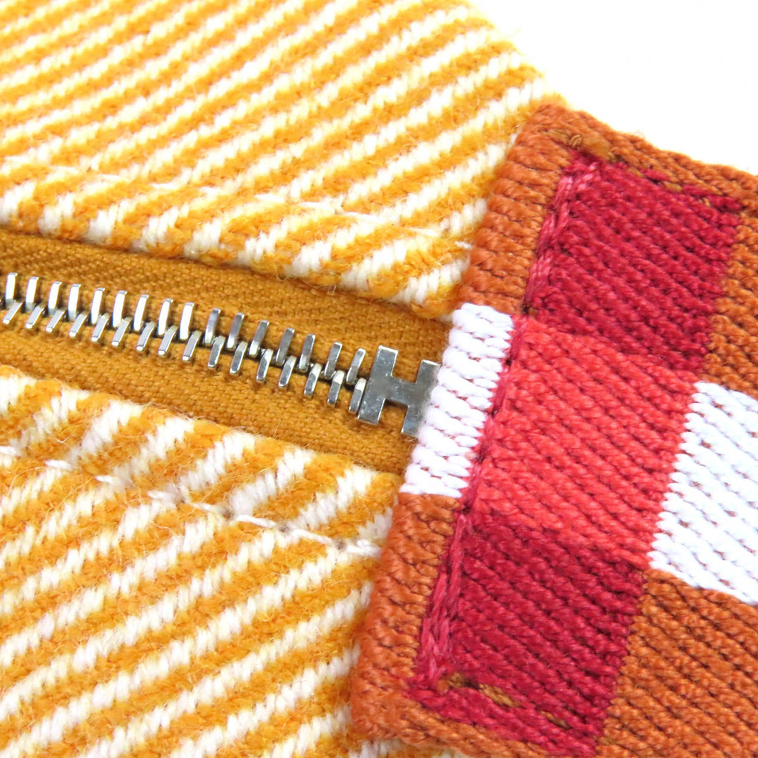 未使用品△HERMES エルメス ブリッド ア ブラック PM オ・カレ ウール100％ フォーブ オレンジ シルバー金具 Hロゴ ハンドバック ポーチ