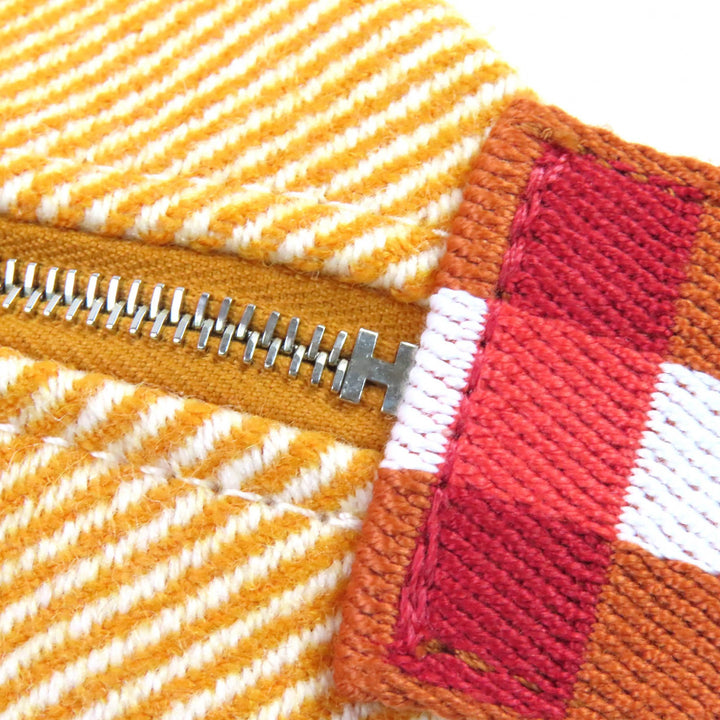 未使用品△HERMES エルメス ブリッド ア ブラック PM オ・カレ ウール100％ フォーブ オレンジ シルバー金具 Hロゴ ハンドバック ポーチ