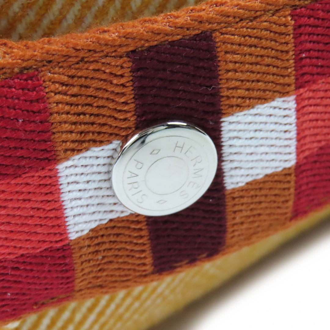 未使用品△HERMES エルメス ブリッド ア ブラック PM オ・カレ ウール100％ フォーブ オレンジ シルバー金具 Hロゴ ハンドバック ポーチ