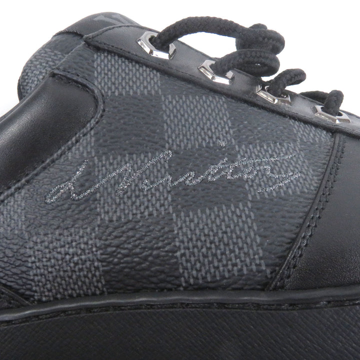 極美品□LOUIS VUITTON ルイヴィトン ハーレムライン レザー リシュリューダミエ ローカットスニーカー ブラック グレー 6 イタリア製