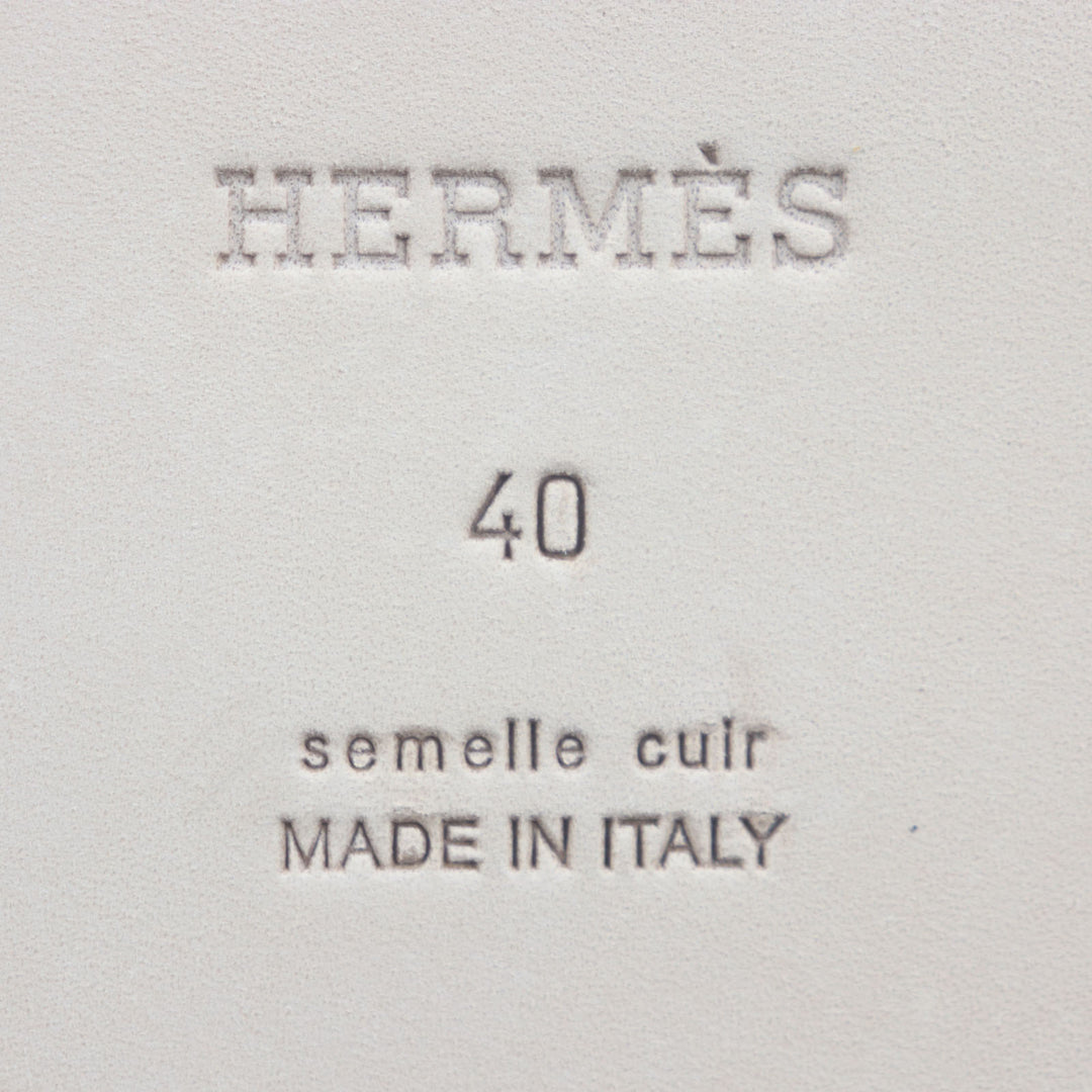 未使用品▼HERMES エルメス イズミール デニム レザー 2025年購入品 スライドサンダル インディゴ ブラウン 40 箱・保存袋付 伊製 メンズ