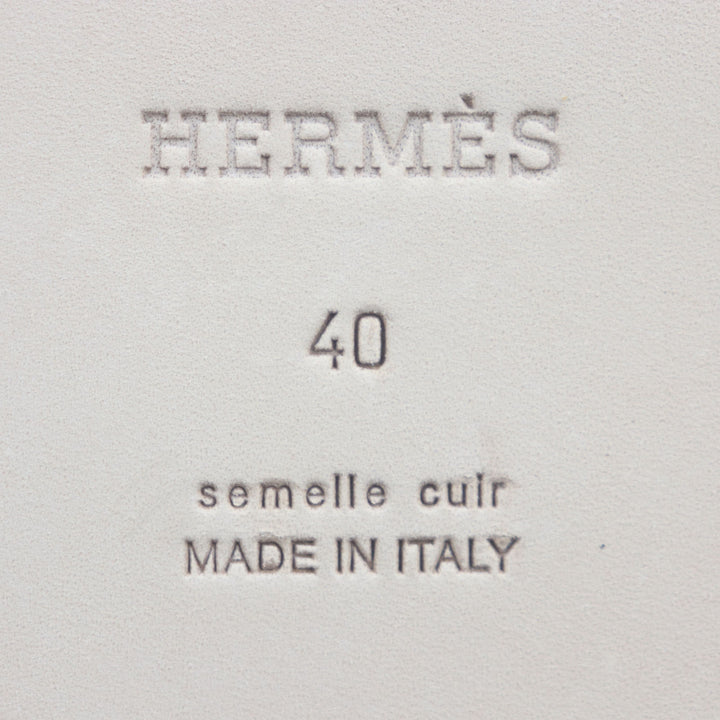 未使用品▼HERMES エルメス イズミール デニム レザー 2025年購入品 スライドサンダル インディゴ ブラウン 40 箱・保存袋付 伊製 メンズ