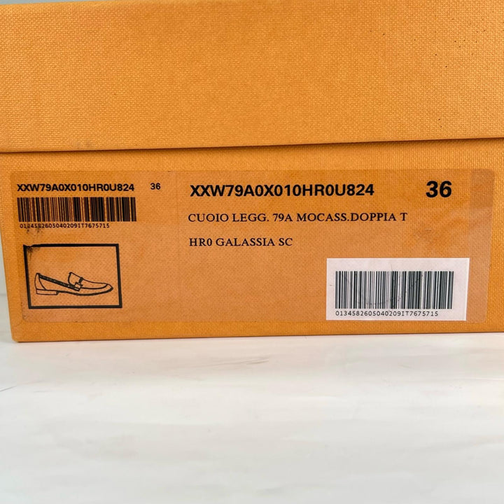 未使用品▲TOD’S トッズ ダブルT スウェードレザー ローファー スリッポン ネイビー ゴールド金具 36 箱・保存袋付き 伊製 レディース