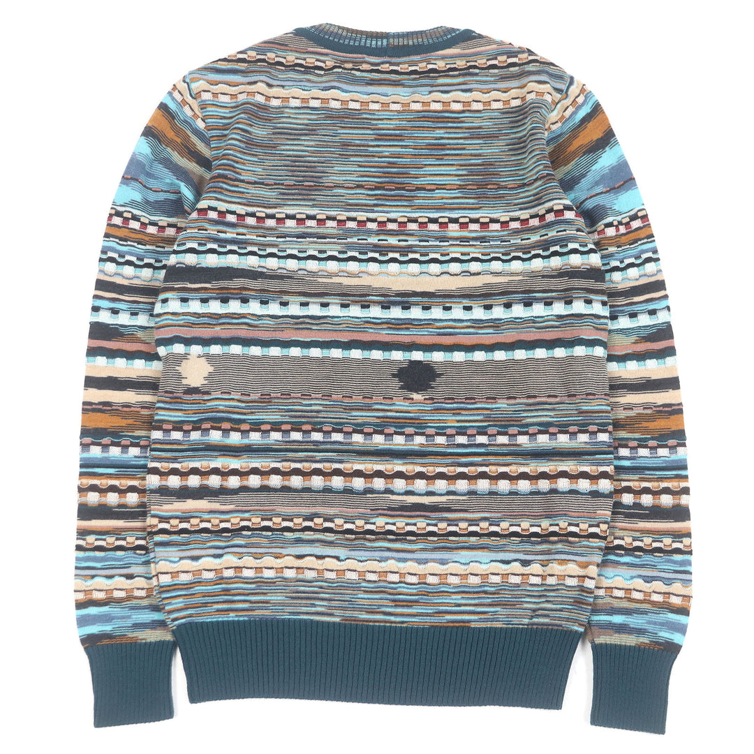 極美品□Missoni ミッソーニ シルク混 薄手 長袖 ロングスリーブニット セーター ブルー系マルチカラー 44 イタリア製 正規品 メンズ