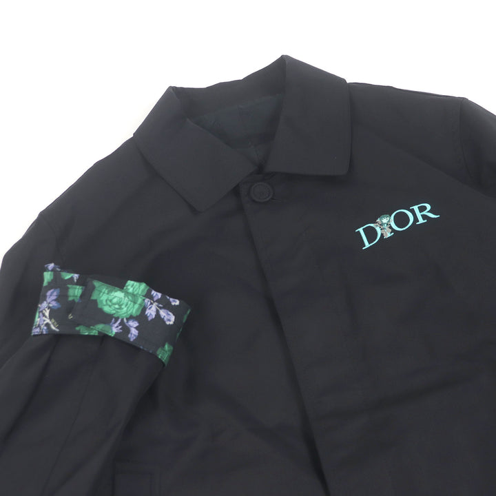 極美品□DIOR ディオール オム 293C440A4451 ジャルダン カプセルコレクション ロゴ刺繍 カバーオール ブルゾン 黒 48 イタリア製 正規品