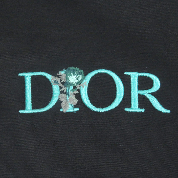 極美品□DIOR ディオール オム 293C440A4451 ジャルダン カプセルコレクション ロゴ刺繍 カバーオール ブルゾン 黒 48 イタリア製 正規品