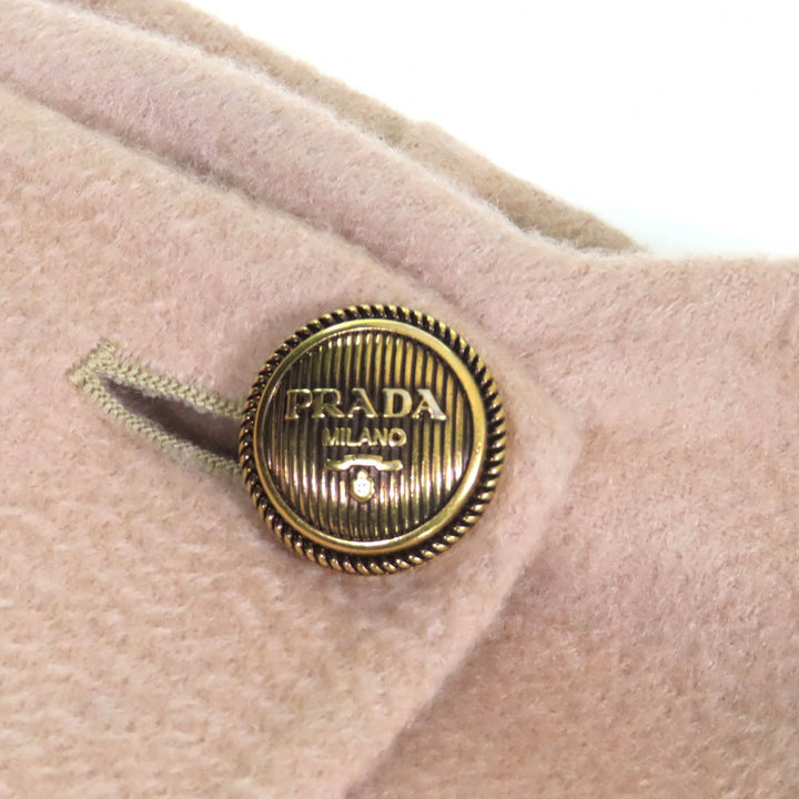 極美品△PRADA プラダ 22AW P151V カシミヤ100％ ロゴボタン ロング ラップスカート ベージュ 40 イタリア製 正規品 レディース オススメ