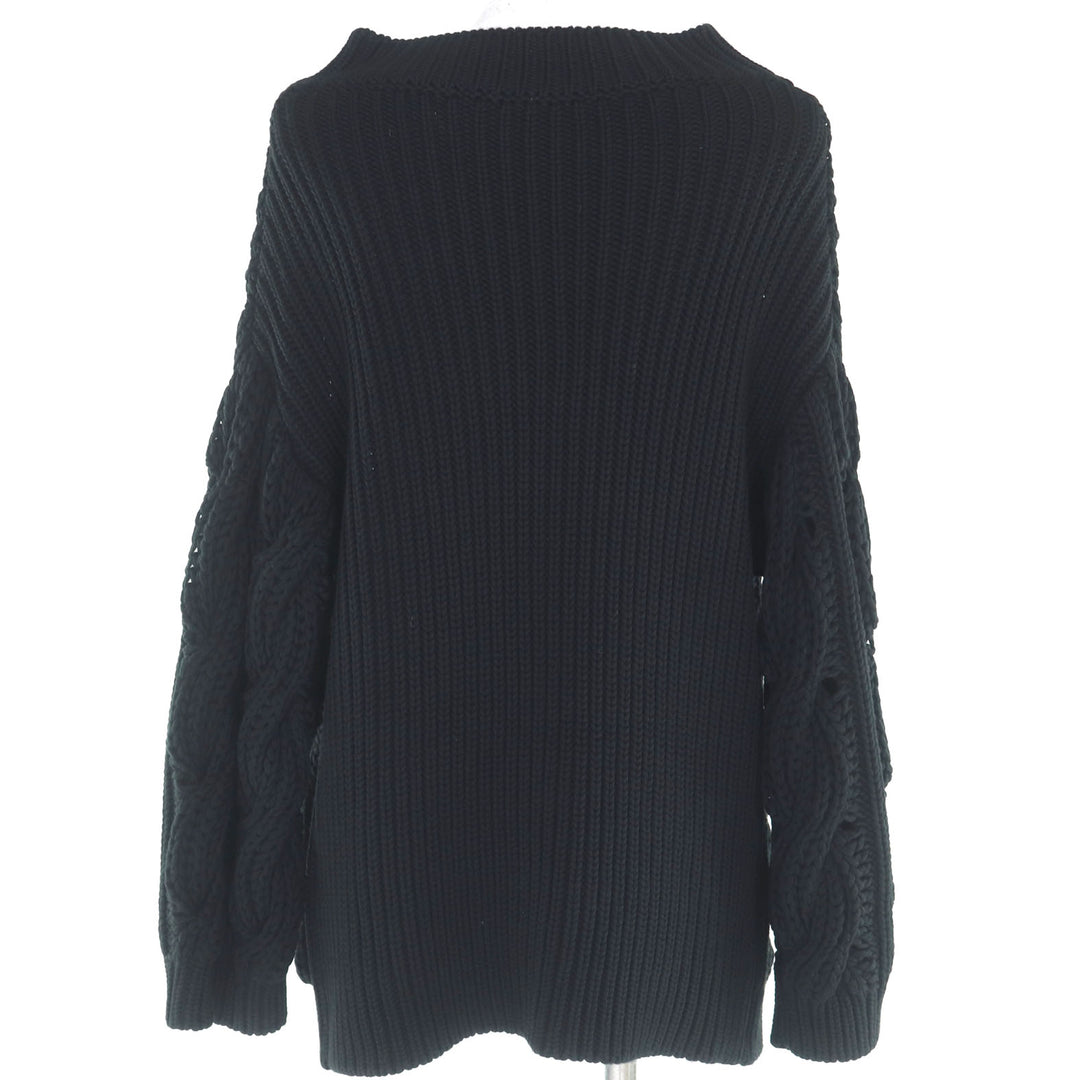 美品◇Valentino ヴァレンチノ 24AW 5B0KC59L8V7 バージンウール100％ オーバーサイズ ケーブル編み ニット セーター 黒 S 伊製 正規品