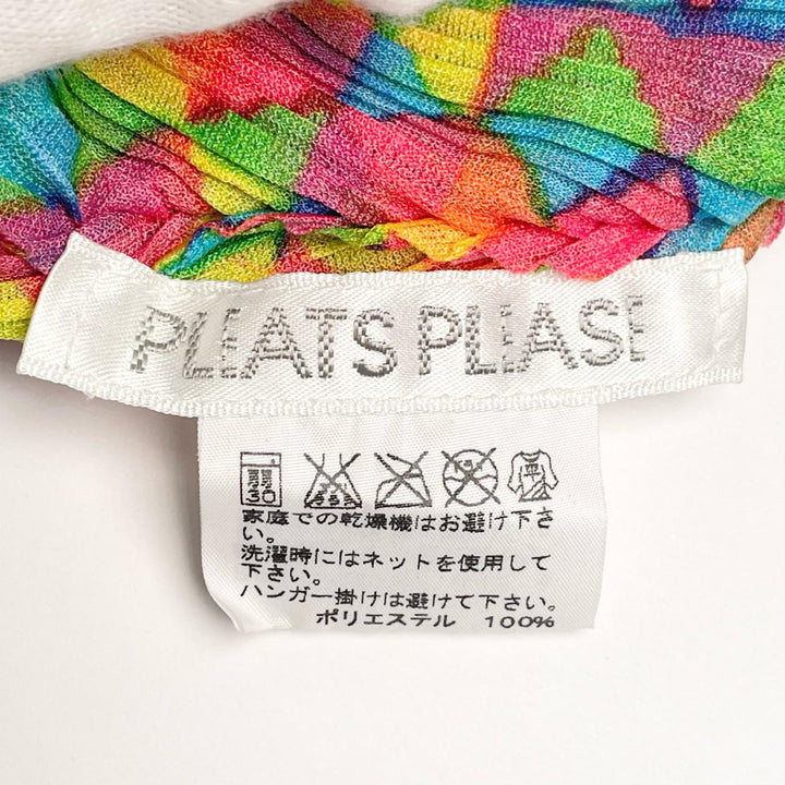 極美品▲PLEATS PLEASE プリーツプリーズ イッセイミヤケ PP23-FK383 キモノスリーブ 総柄 カットソー マルチカラー 3 日本製 正規品