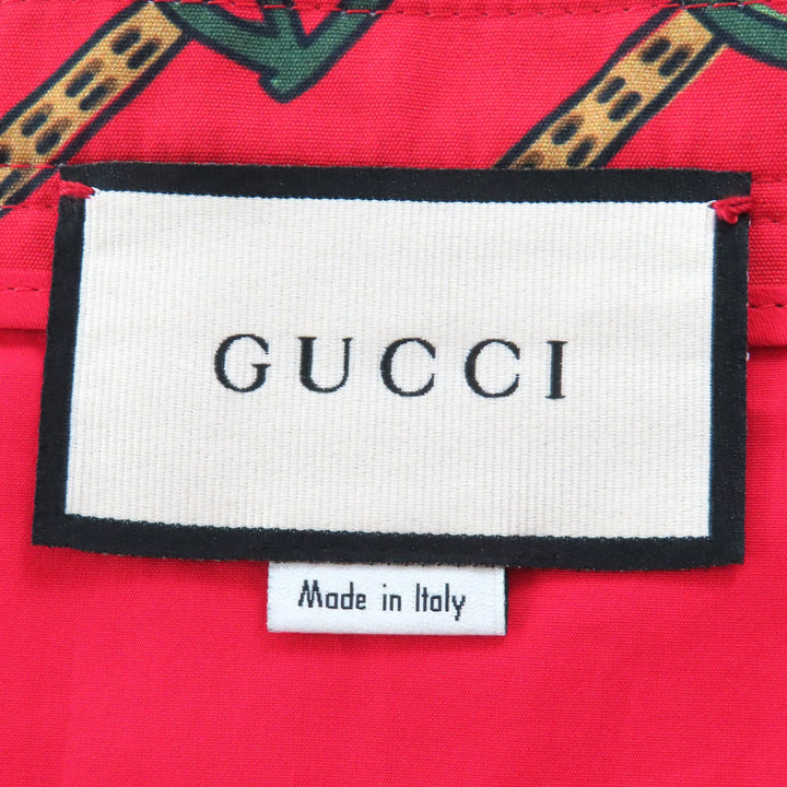 極美△GUCCI グッチ 560915 Horsebit Midi Pleated long Skirt ホースビット柄 GGボタン ロング タック フレアスカート レッド 38 正規品