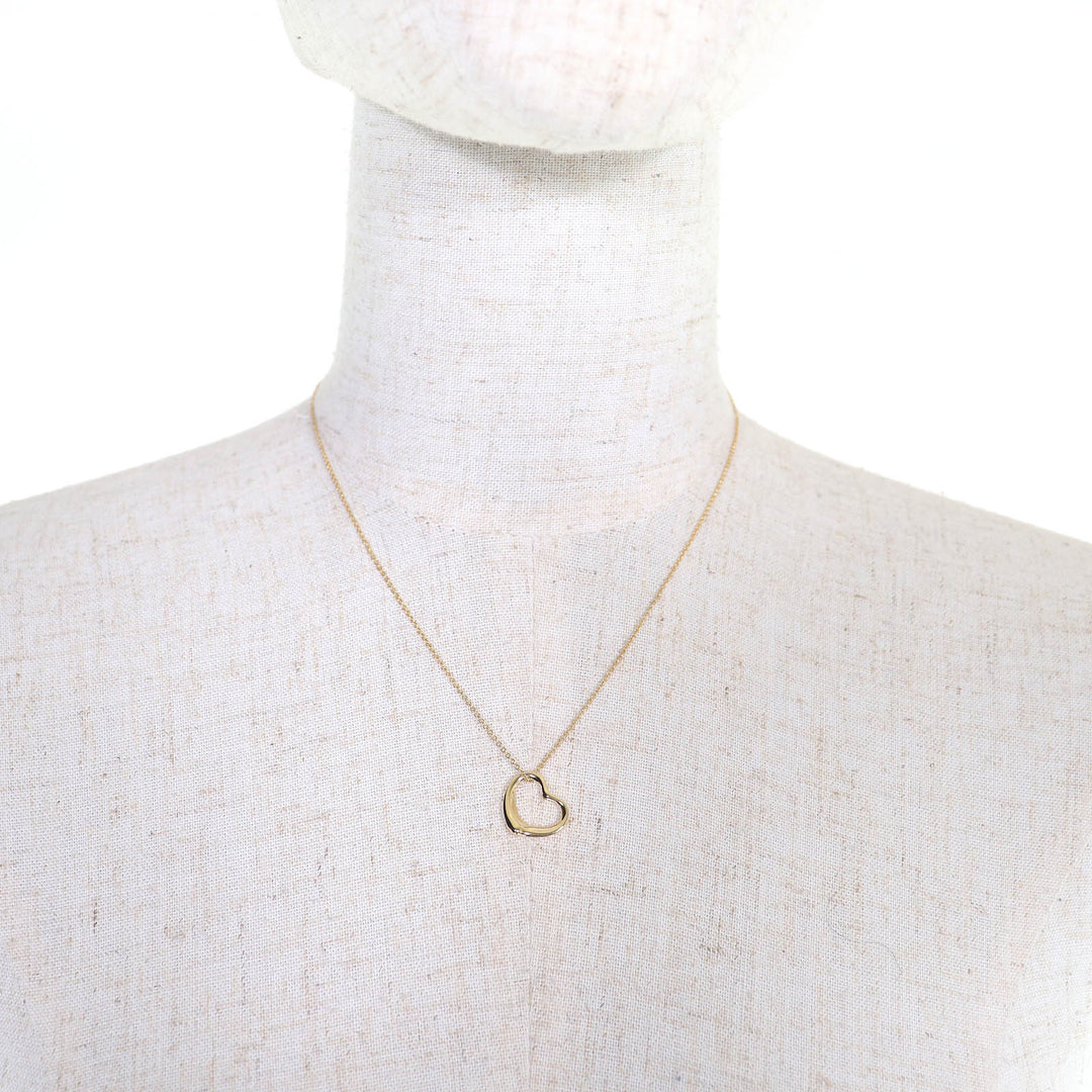 極美品△TIFFANY&amp;Co. ティファニー エルサペレッティ オープンハート ペンダント ネックレス 18K／750(YG) 41cm ゴールド 重量2.91g