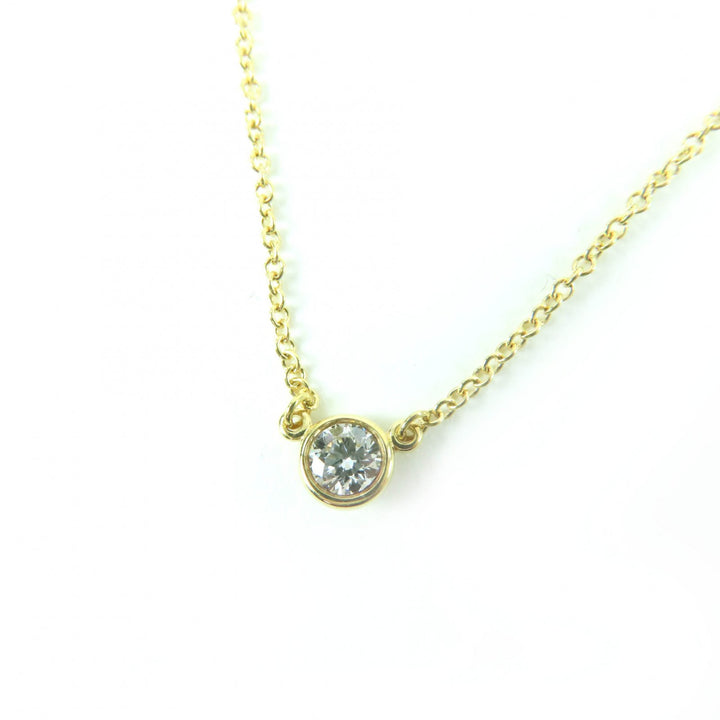 極美品☆TIFFANY&amp;Co. ティファニー バイ ザ ヤード シングル ダイヤモンド ペンダント 750 0.12ct K18/750(YG) 直径約4.42mm 重量1.78g