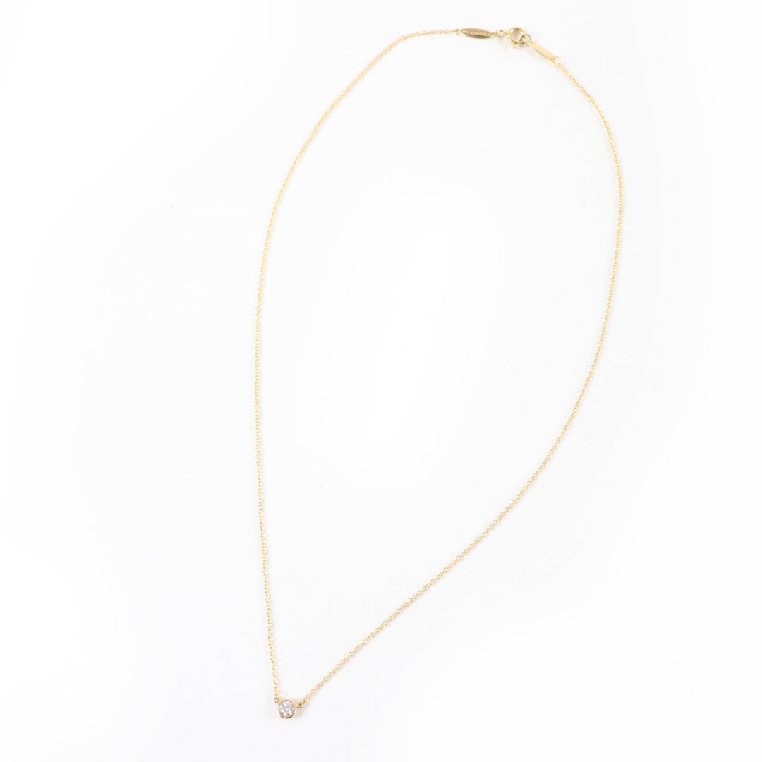 極美品☆TIFFANY&amp;Co. ティファニー バイ ザ ヤード シングル ダイヤモンド ペンダント 750 0.12ct K18/750(YG) 直径約4.42mm 重量1.78g