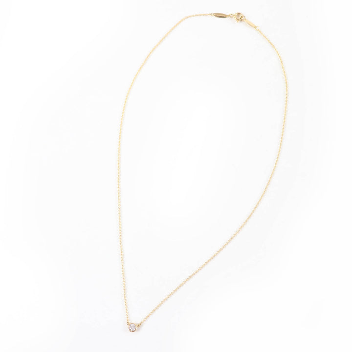 極美品☆TIFFANY&amp;Co. ティファニー バイ ザ ヤード シングル ダイヤモンド ペンダント 750 0.12ct K18/750(YG) 直径約4.42mm 重量1.78g