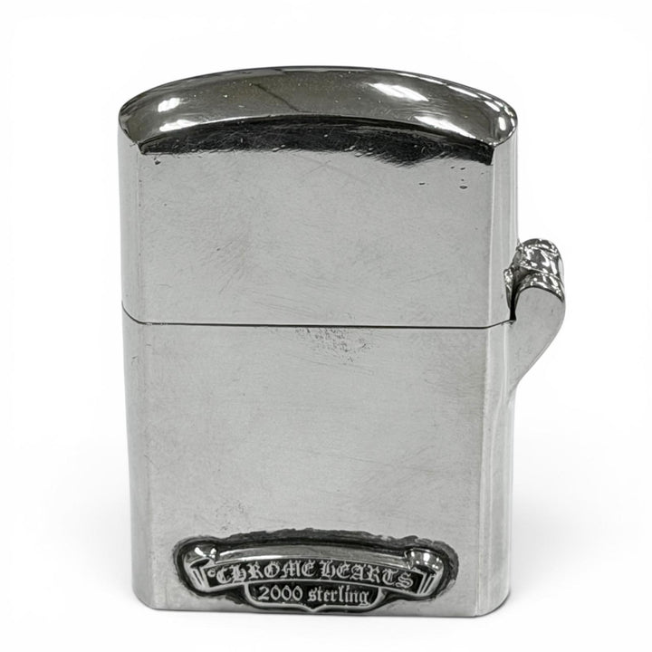 美品▼CHROME HEARTS クロムハーツ LIGHTERZ-V4 ZIPPO ジッポ LA限定 スモールCHクロス オイルライター シルバー USA 重量144.4g メンズ