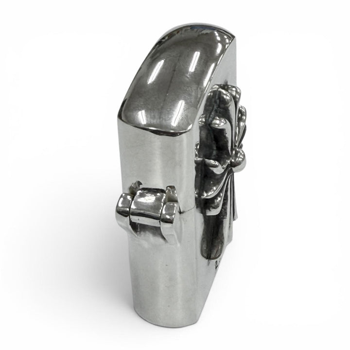 美品▼CHROME HEARTS クロムハーツ LIGHTERZ-V4 ZIPPO ジッポ LA限定 スモールCHクロス オイルライター シルバー USA 重量144.4g メンズ