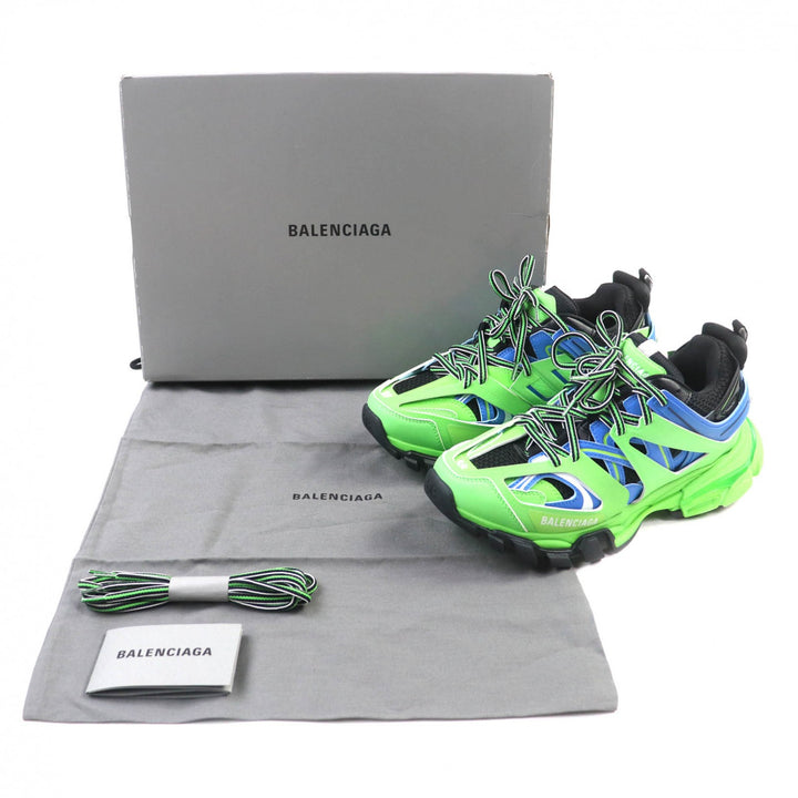 未使用品★BALENCIAGA バレンシアガ 542436 TRACK TRAINER ロゴ入り レースアップ スニーカー グリーン 25 箱・保存袋付き