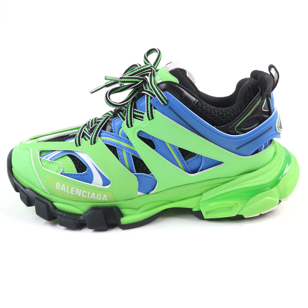 未使用品★BALENCIAGA バレンシアガ 542436 TRACK TRAINER ロゴ入り レースアップ スニーカー グリーン 25 箱・保存袋付き