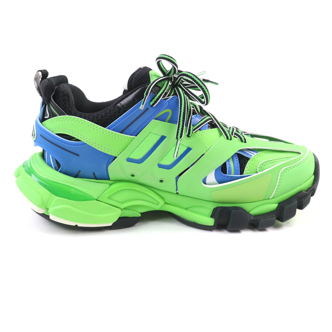 未使用品★BALENCIAGA バレンシアガ 542436 TRACK TRAINER ロゴ入り レースアップ スニーカー グリーン 25 箱・保存袋付き